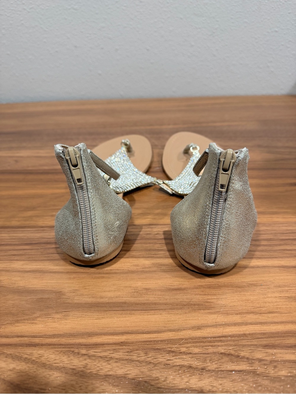 Express Silver Rhinestone T-Strap Sandals - Picture 2 of 3